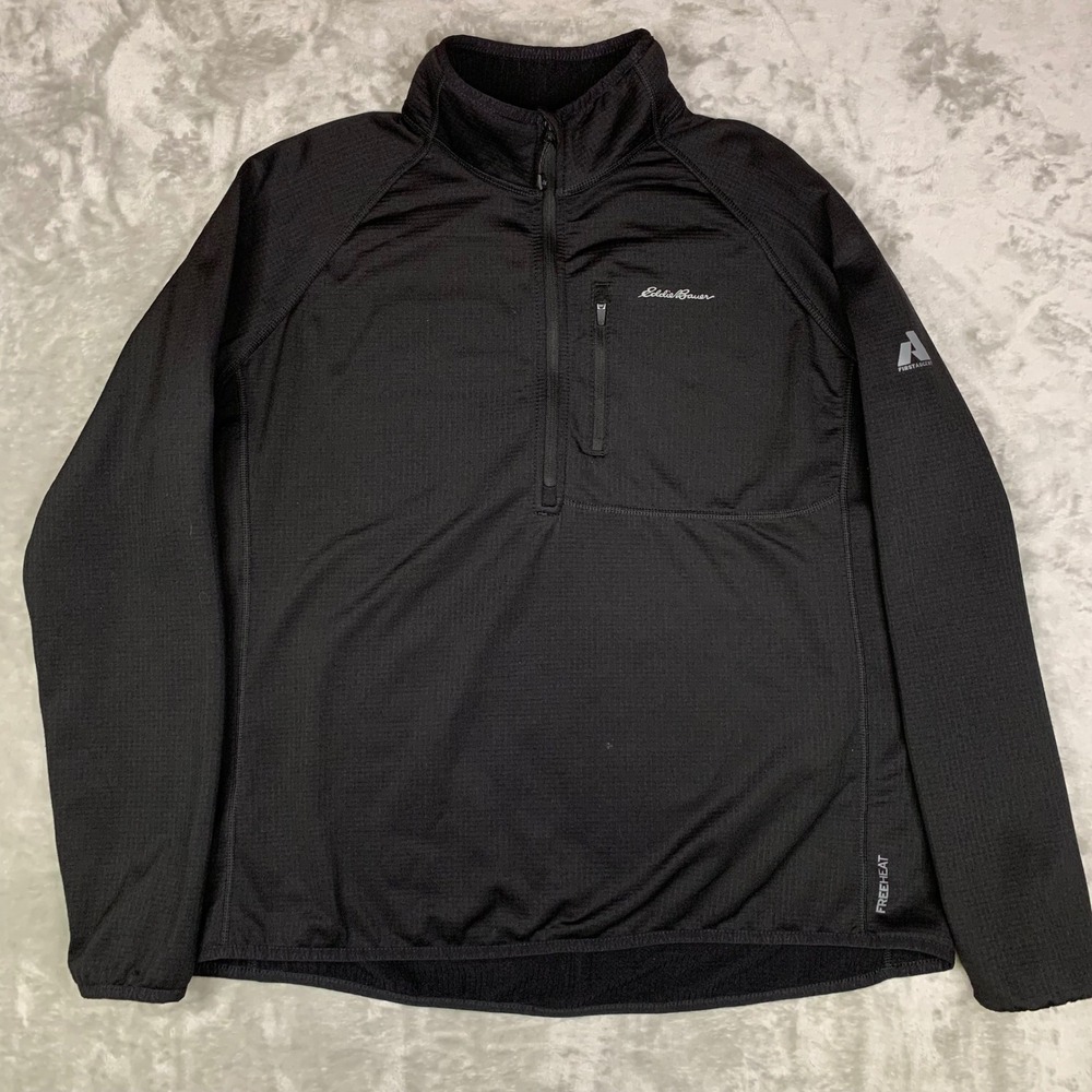 Eddie Bauer First Ascent Free Heat Women XL Grid Fleece 1/4 Zip Black Activewear